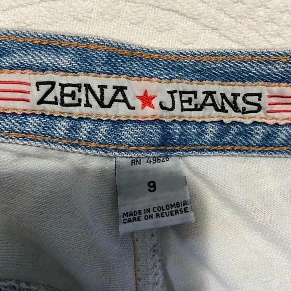 Vintage 90s Zena Jeans high-waisted plaid denim shorts with patchwork - Picture 5 of 5